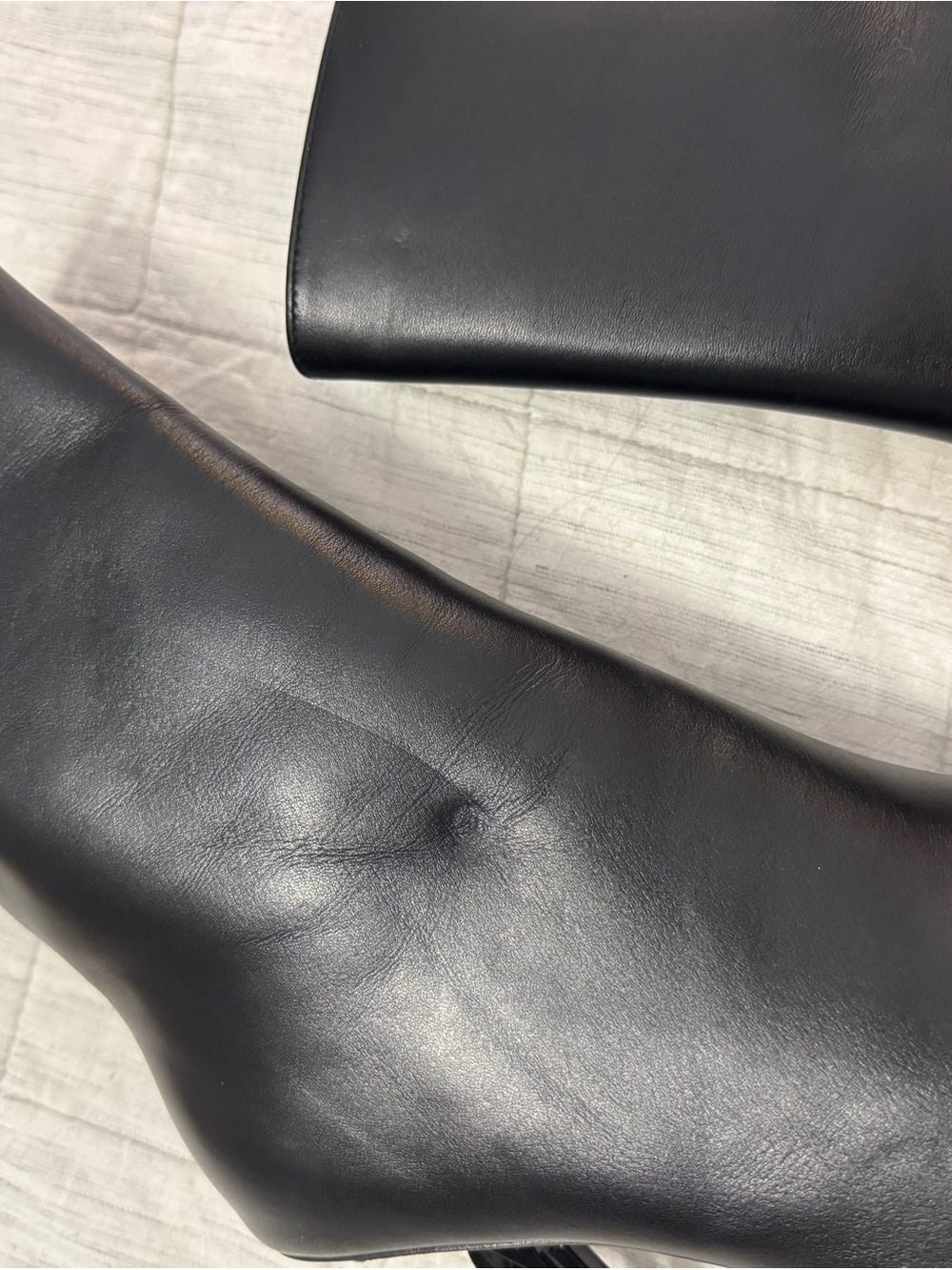Saint Laurent Black Leather Ankle Boot with Logo Sculptural Heel - Picture 10 of 13